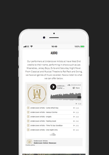 Undercover Artists Mobile Web Design