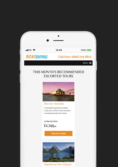 Distant Journeys Mobile Web Design