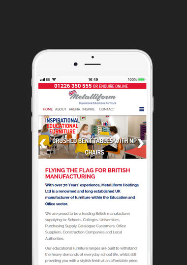 Metalliform Holdings Mobile Web Design