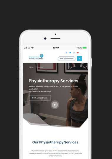 Regen Physio Mobile Web Design