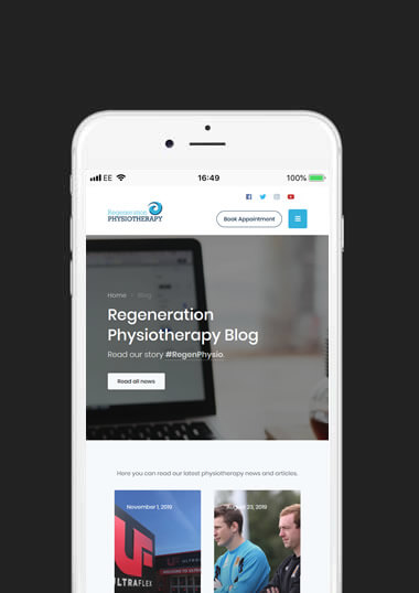 Regen Physio Mobile Web Design