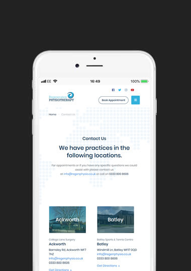 Regen Physio Mobile Web Design