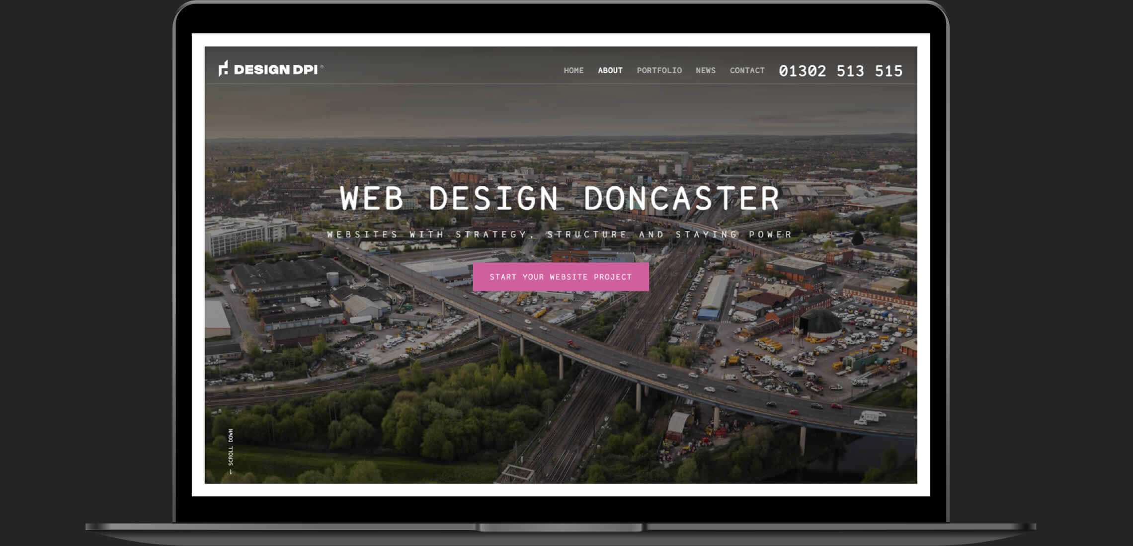 Mock-up of the web design Doncaster hero section of DESIGN DPI's website