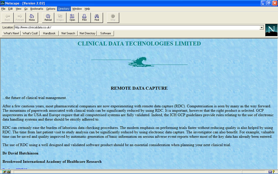 1997 webpage describing RECORDplus data capture and study monitoring software